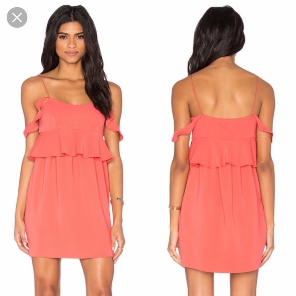 NWT! Rachel Zoe brigit ruffle off the shoulder dress in sorbet size 6